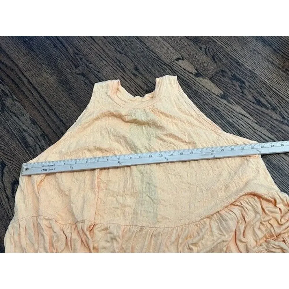 Free People Right On Time Tunic Tank Top High Neck Open Tie Back Orange‎ Small